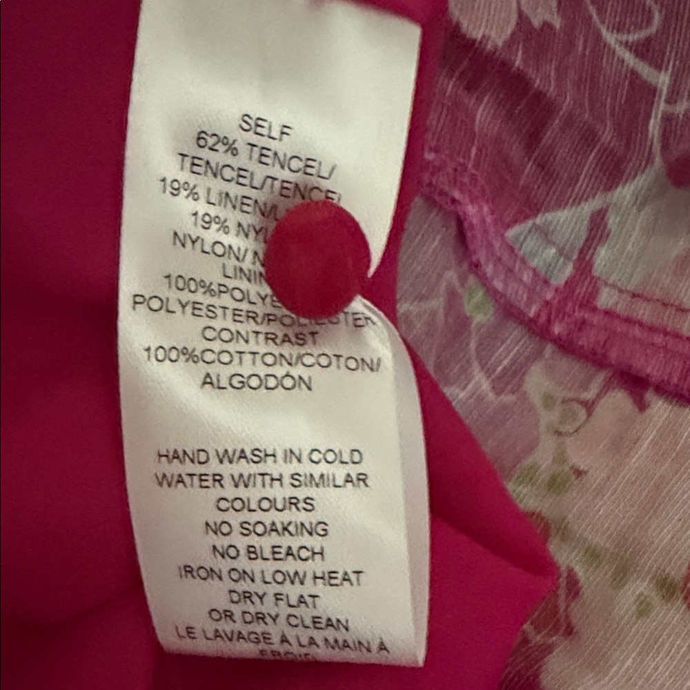 Ciebon Bright Fuchsia Floral Button-Front Midi Dress with Tie Waist - Picture 11 of 12